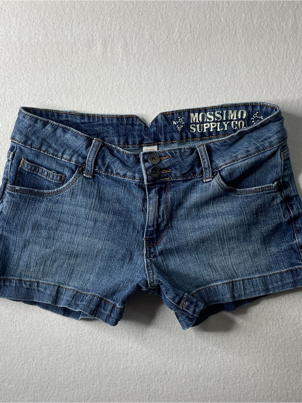 Mossimo Denim Mini Shorts Women's Large Y2K Low Rise Cut Off Jean Shorts Indie